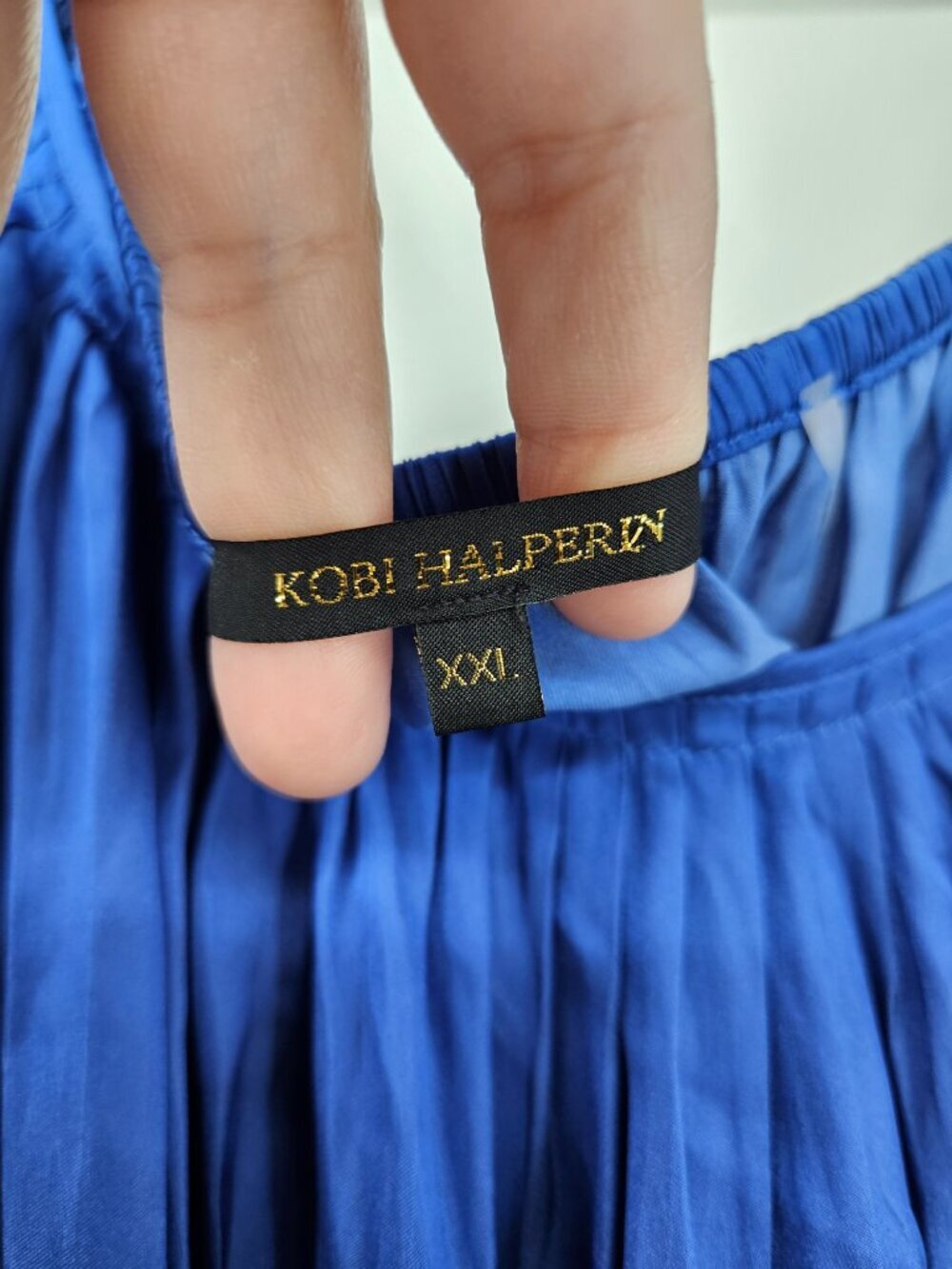 Kobi Halperin Alanna Satin Scoop Neck Blouse Blue Women's Size XXL Party Evening - Picture 8 of 12